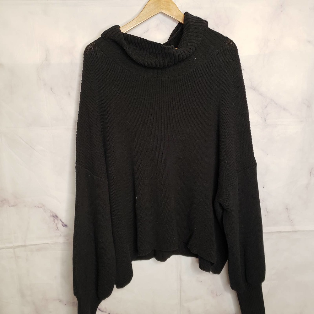 WILD FABLE black cowl neck bishop sleeves knit pullover sweater 4X